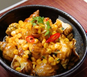 Ốc bulot xào bơ bắp bơ cay