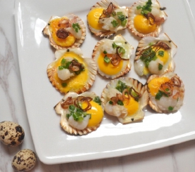 Sò điệp nướng trứng cút