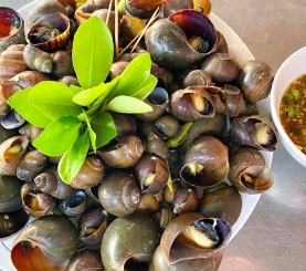 Ốc lác hấp sả hấp mẻ lá lốp