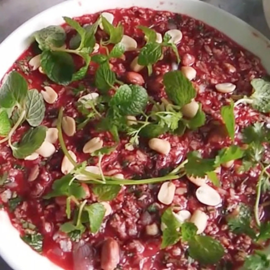 Tiết canh ngan (hấp)