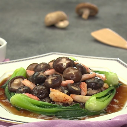 Cải thìa xào nấm đông cô