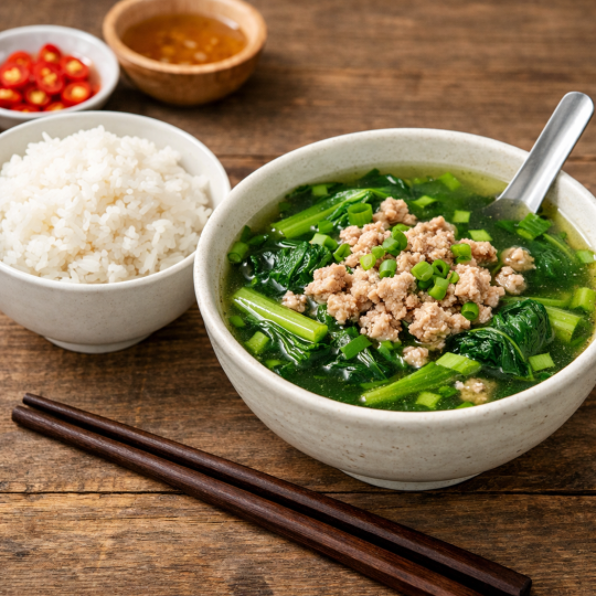 CƠM - THỊT KHO TIÊU - CANH CẢI XANH THỊT BẰM